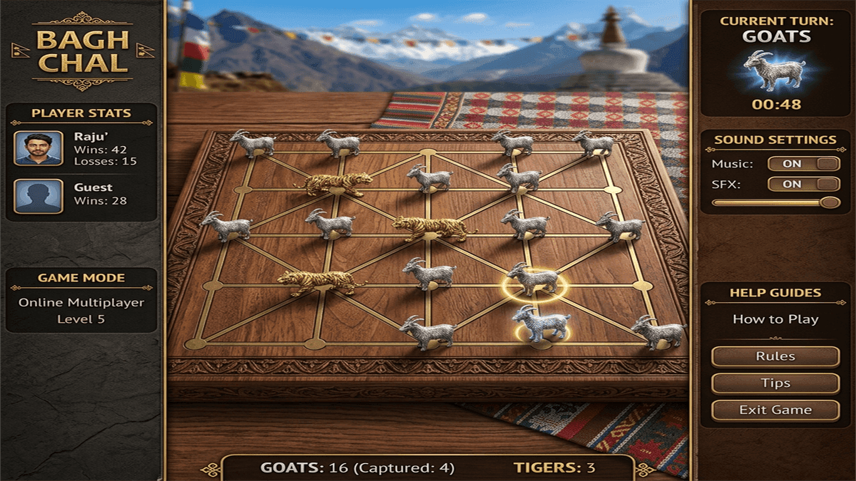 Bagh Chal tablet layout screenshot