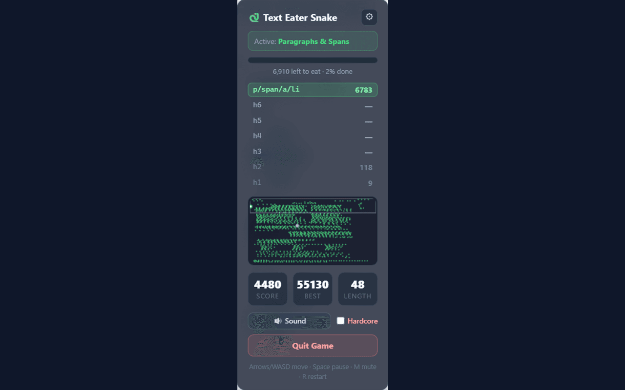 Text Eater Snake gameplay screenshot 3